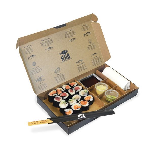 Food Grade Disposable Take Out to Go Paper Delivery Packaging Sushi Takeaway Box With Clear PET Window 门帘