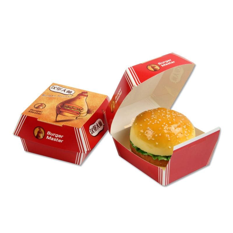 Custom Disposable Food Grade Cardboard Hamburger Takeaway Packaging Kraft Paper Clamshell Burger Box