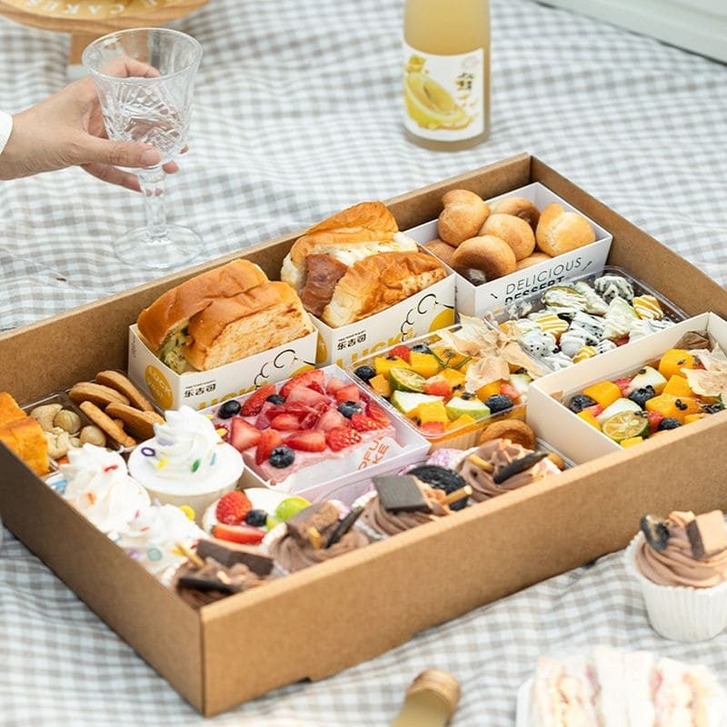 Black Super Big Cardboard Breakfast Grazing Box Square Rectangle Clear Lid Reusable Desert Paper Grazing Box Window