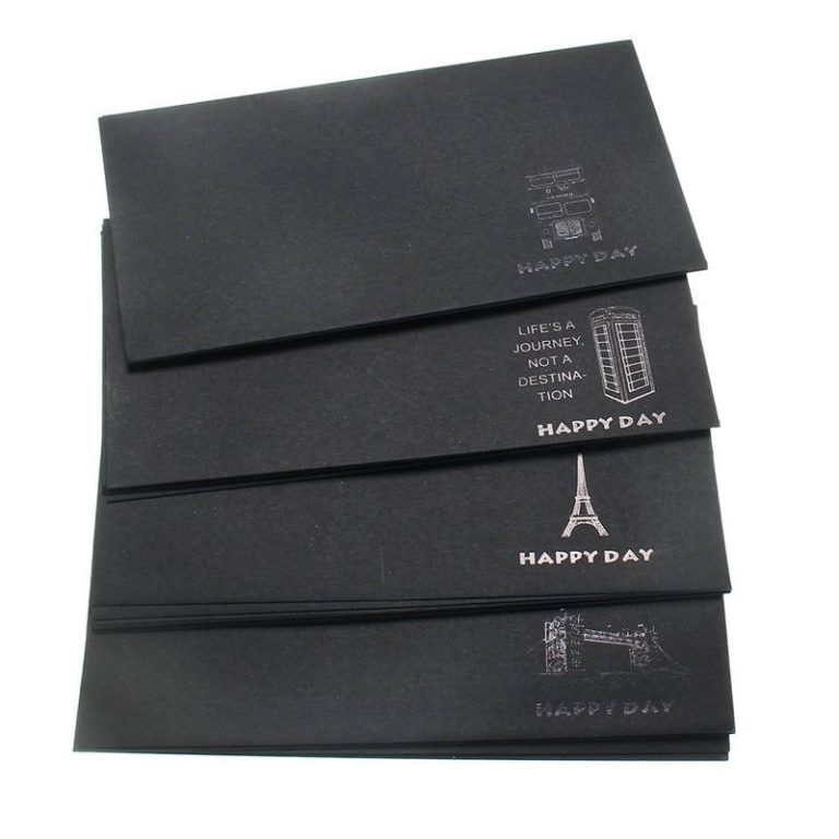 Custom Black Kraft Paper Kraft Paper Envelopes Lucky Money Pocket Letter Gift Coin Box 195*105mm Wallet Envelope Gift Packaging