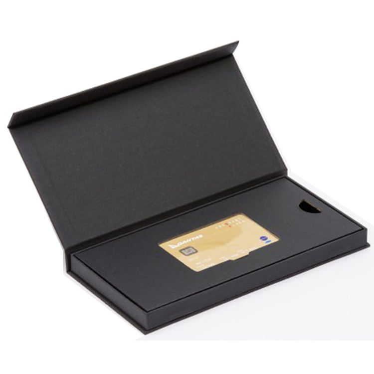 Custom Black Book Shape Rigid Cardboard Packaging UV Advantage VIP Magnetic Credit Card Gift Box 2cm Thickness Foil Embossing