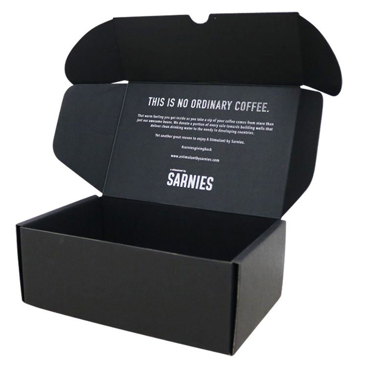 Wholesale Black Corrugated Cardboard Post Packaging Ship Box Custom Logo Strong Mail Postage Box 门帘