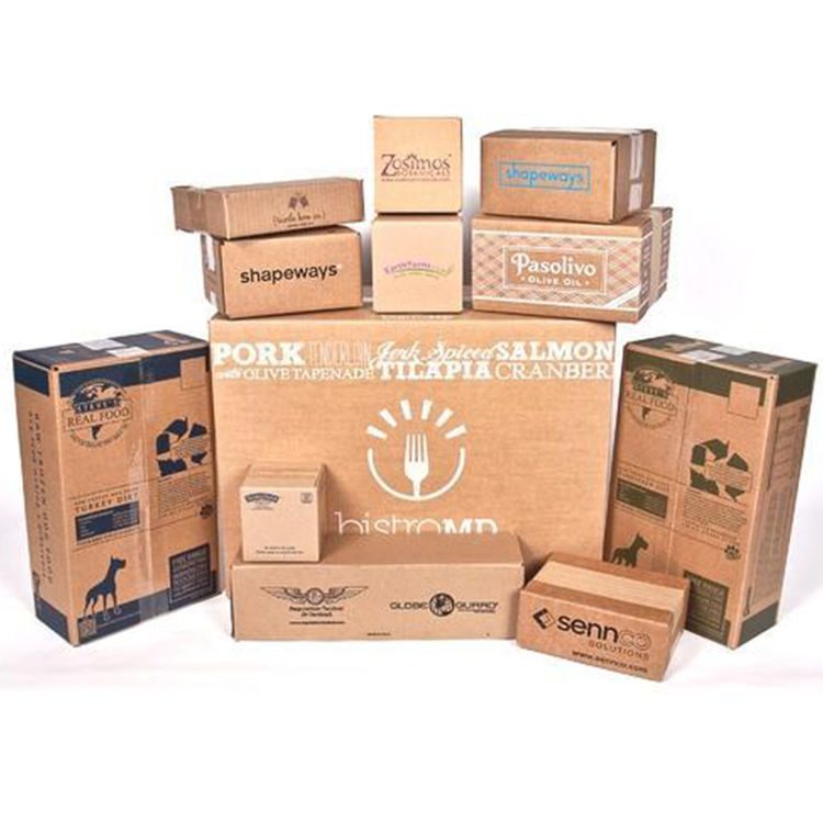 Wholesale Customized 3-5 Ply Strong Brown Corrugated Paper Packaging Shipping Boxes Embossed Moving Cartons for Socks Fur for