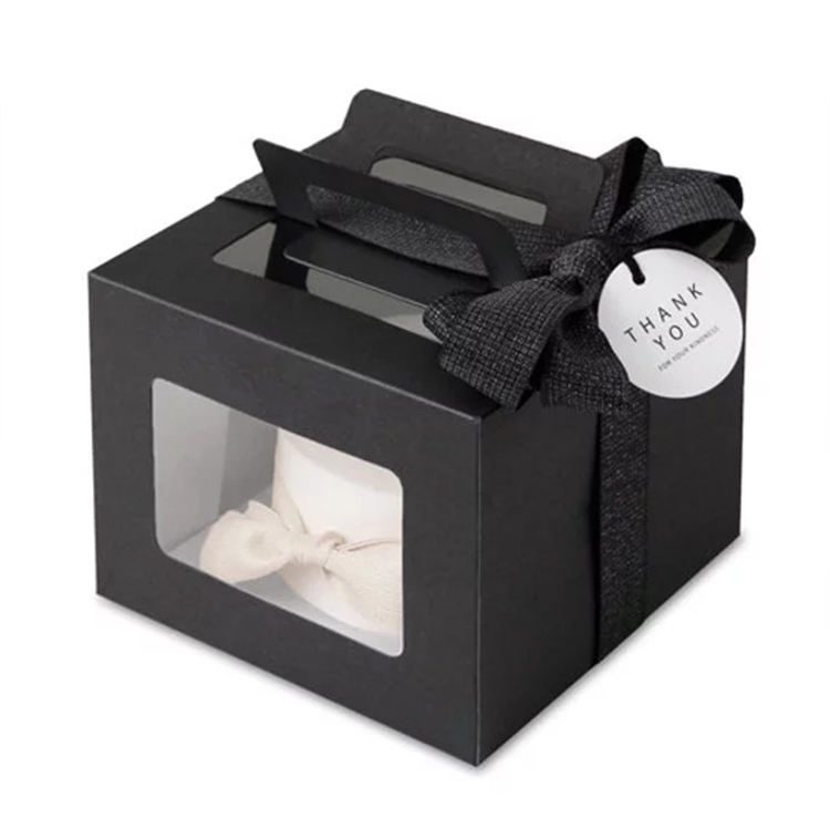 Manufacturer Custom Black Cake Boxes with Embossing and Matt Lamination Sponge Liner Folder Type for Food Packaging