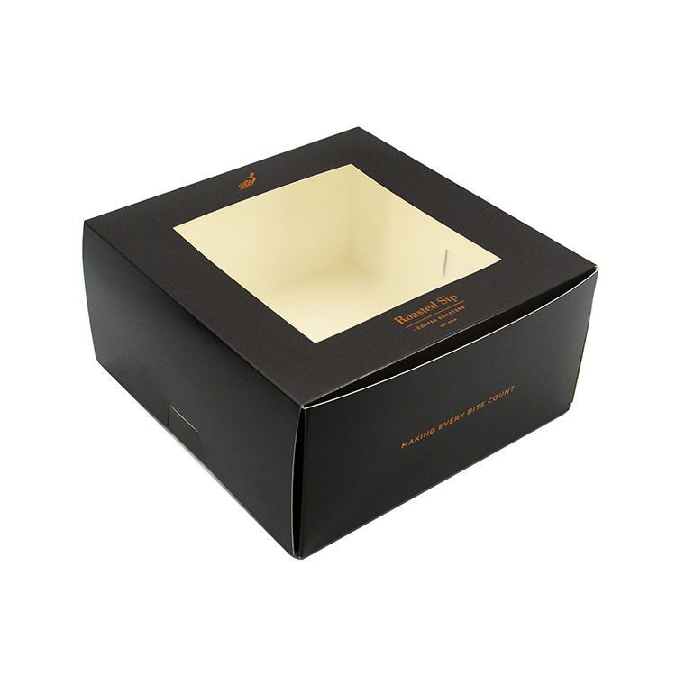 High Quality Custom Size Square White Black Clear Cake Box Transparent Cake Box Large Cake Box with Clear Window 门帘