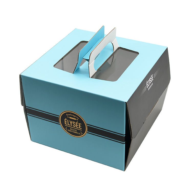 Wholesale Printed Cardboard Paper Box for Mousse Cake Food Packaging 8\” 10\” 12\” Glossy Matt Lamination Folders Type Handle