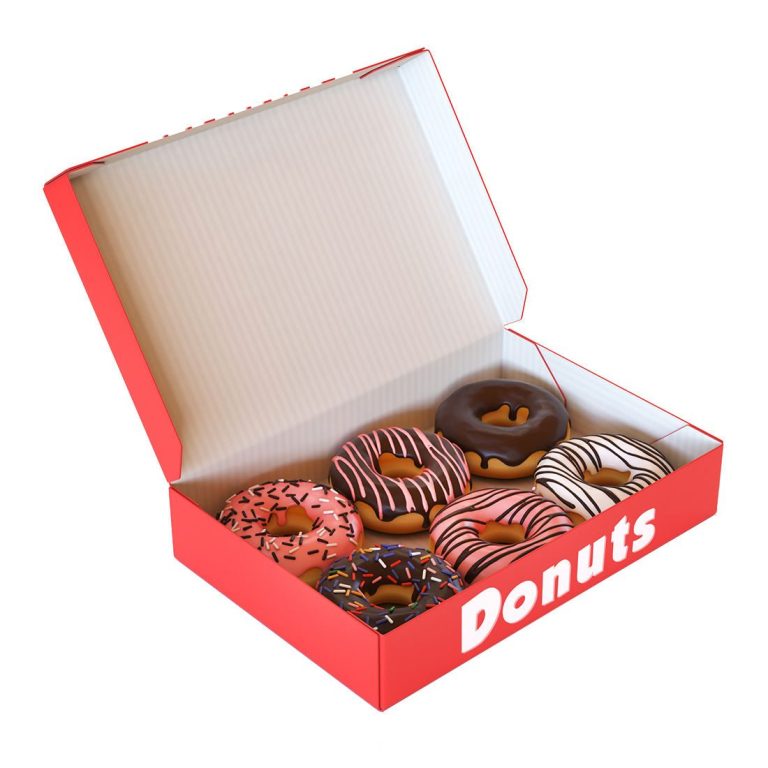 Hot Sale Custom Printed Biodegradable Art Paper Donut Box Sponge Lined Folder Type for Food Packaging Pastry Recycled Materials 门帘