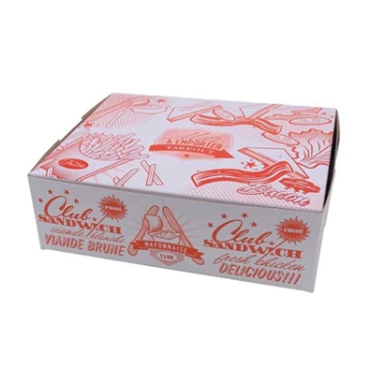Recyclable Paperboard Containers and Boxes Red White 8″X6.5″X2.5″ Cardboard Club Sandwich Boxes 门帘