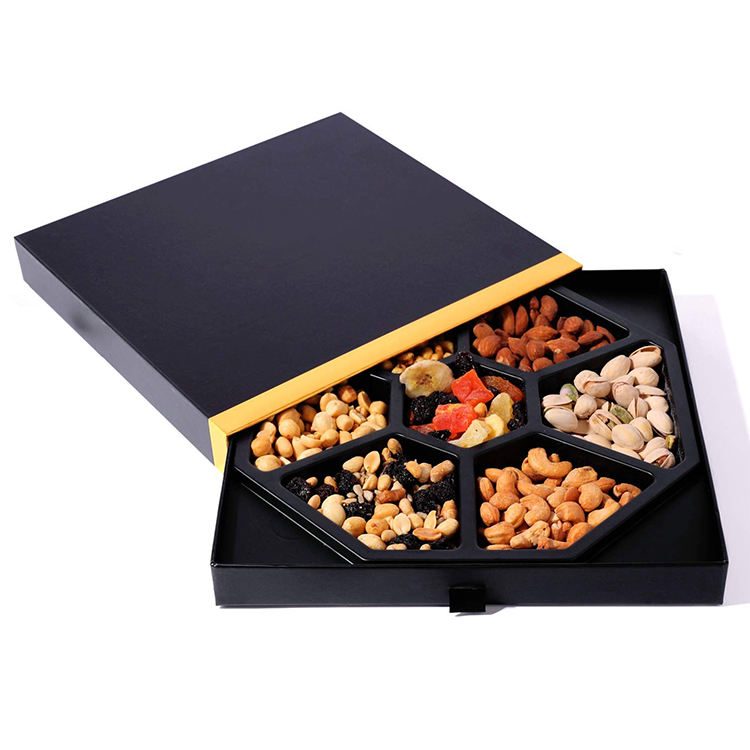 Dried Fruits and Sweets Black Boxes Separate Sizes Customise Nuts Boxes With Proper Matching Bags 门帘