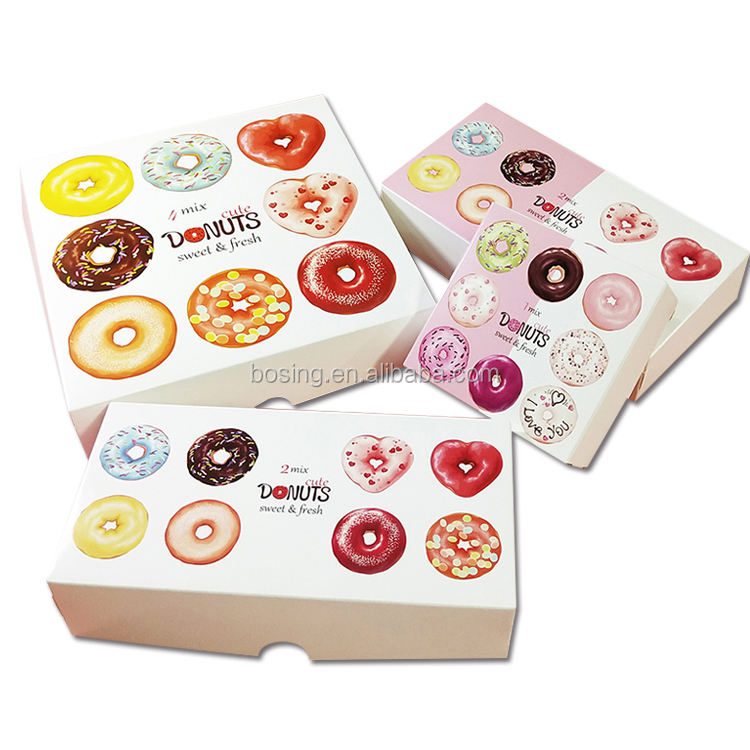 Custom logo Printing Bakery Pastry Box Pop up Donuts Boxes Cafe packaging restaurant food box