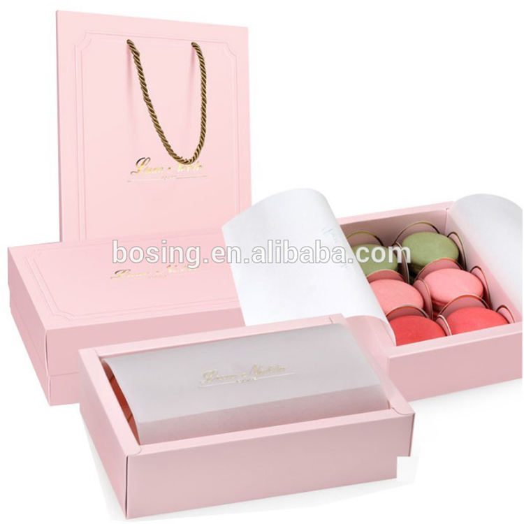 Customized 350gsm Paper Packaging Macarrons Food Dessert Cookie Box