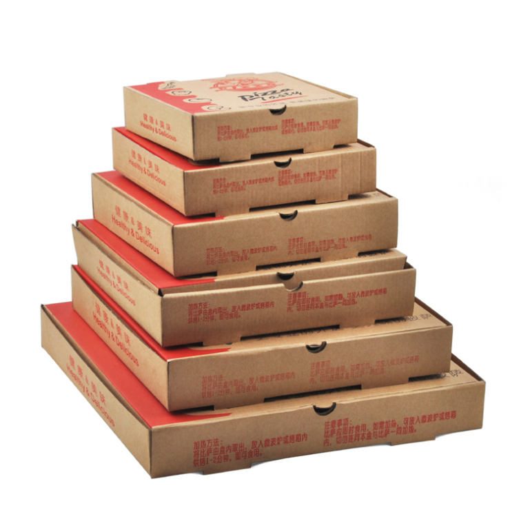 Custom Logo Printed Kraft Paper Pizza Packaging Cheap 12 Inch Empty Corrugated Carton Pizza Box Wholesale