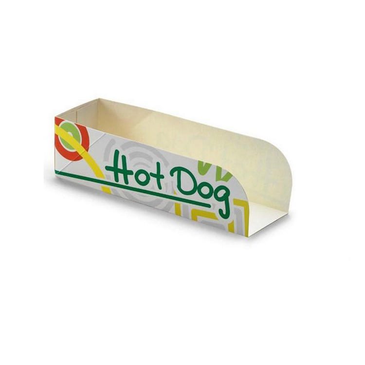 Wholesale Kraft Hotdog Packaging Fast Food Paper Box Custom Printing Disposable Rectangle Hot Dog Food Box