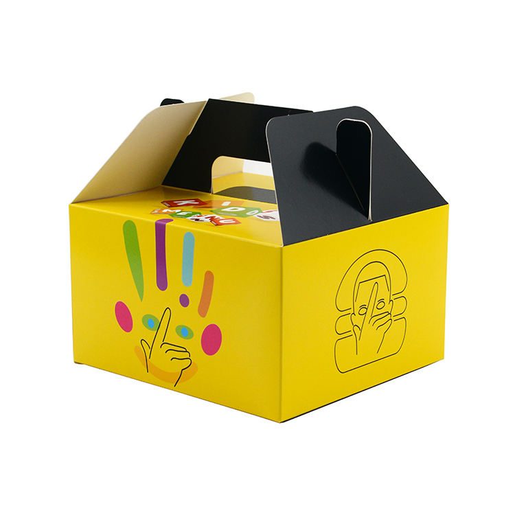 Printed Logo Paper Box With Handle Take Away Fried Chicken Boxes for Food Grade