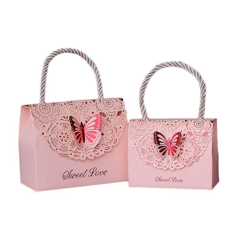 Fancy Pink Corrugated Paper Carton Wedding Chocolate Favor Box