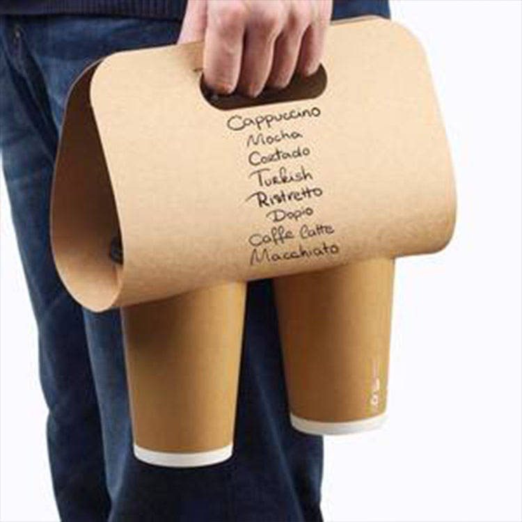 Disposable Corrugated Cardboard Paper 2 Coffee Cups Holder Take Away Coffee Drink Carrier Cup Holder
