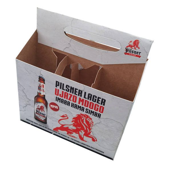 Wholesale Cheap Portable Handle KraftPaper Packaging 6 Bottle Beer Carrier Paper Tote 门帘