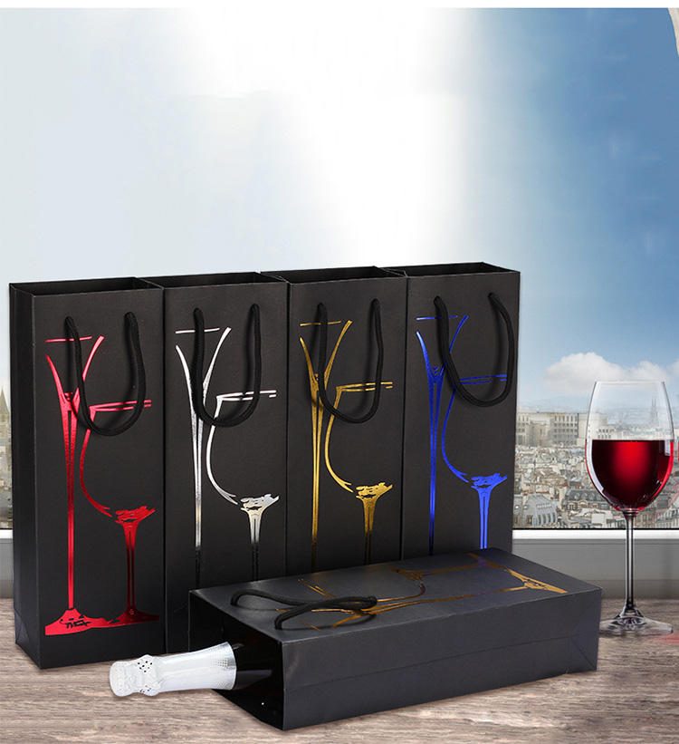 Paper Gift Box With String for Red Wine Oil Champagne Bottle Carrier Paper Bags Box Party Gift Wine Packaging Box 门帘