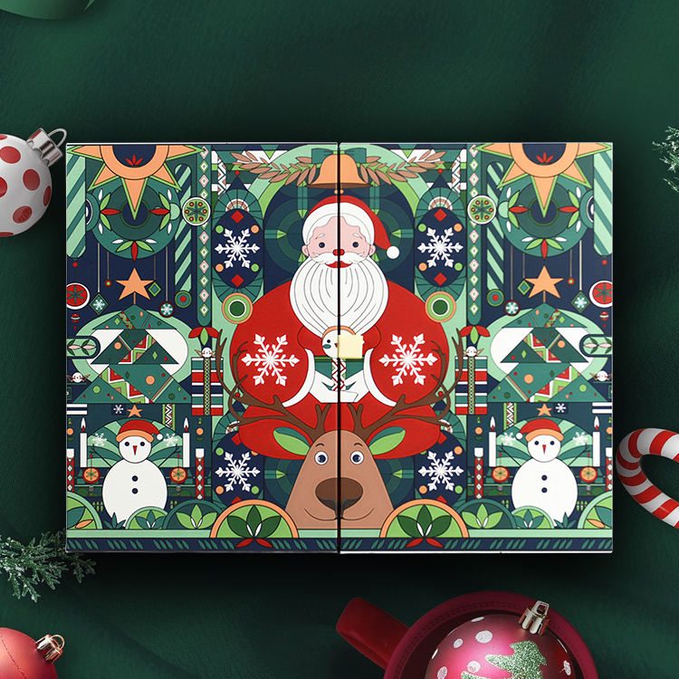Luxury Empty Advent Calendar Luxury Cardboard Paper Gift Beauty Cosmetic Packaging with Embossing Printing Countdown Christmas 门帘