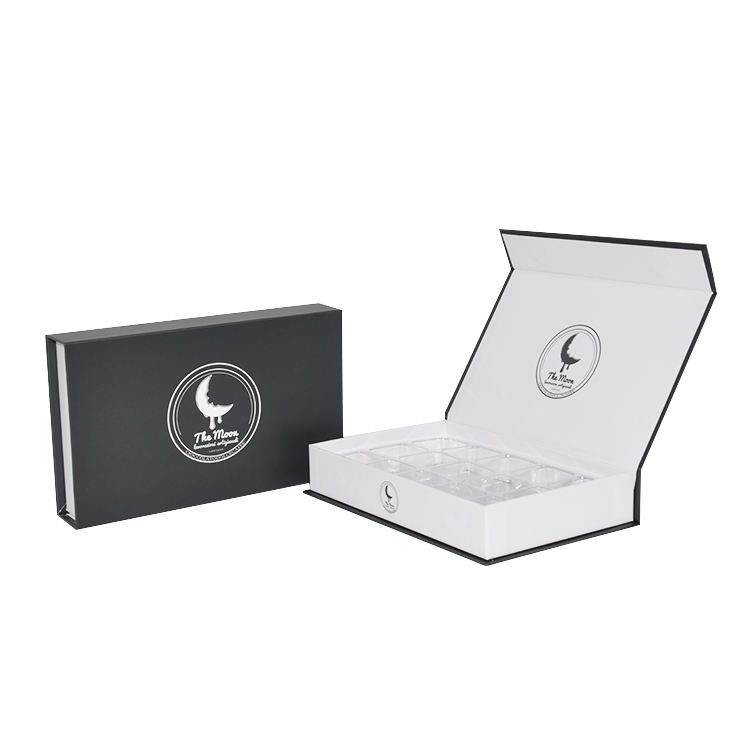 Wholesale Both Sides Custom Printed Book Style Black Magnetic Gift Box With Insert 门帘