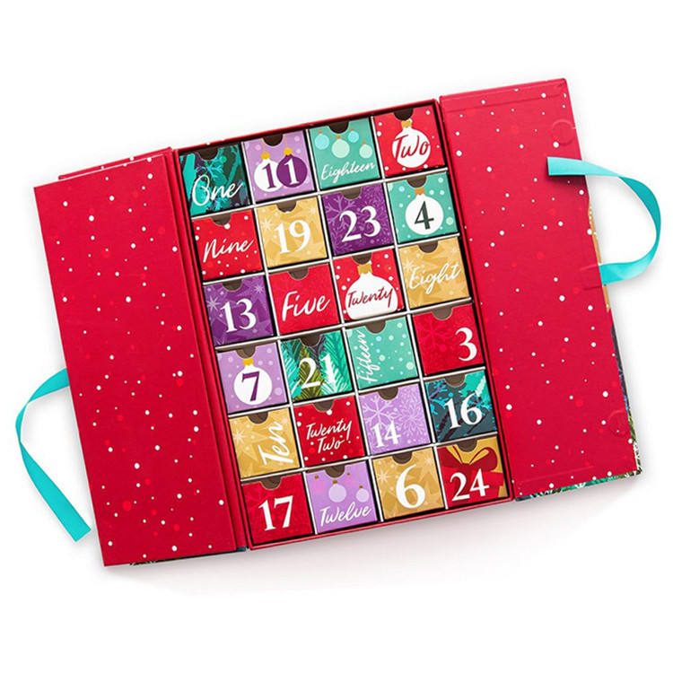 Custom Christmas Advent Calendar Cardboard Box Toy Fidget Empty Advent Calendar Paper Boxes
